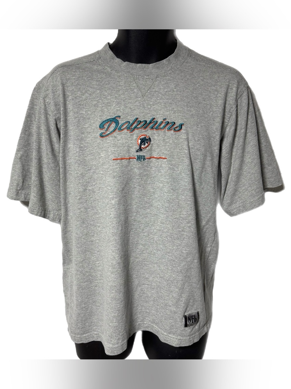Vintage Miami Dolphins Y2K Embroidered NFL Gray T Shirt Tee Medium